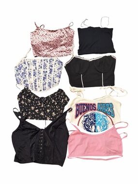 Bundle of 8 Women's Multi-Cami Set - Pink, Black, Cream, Blue